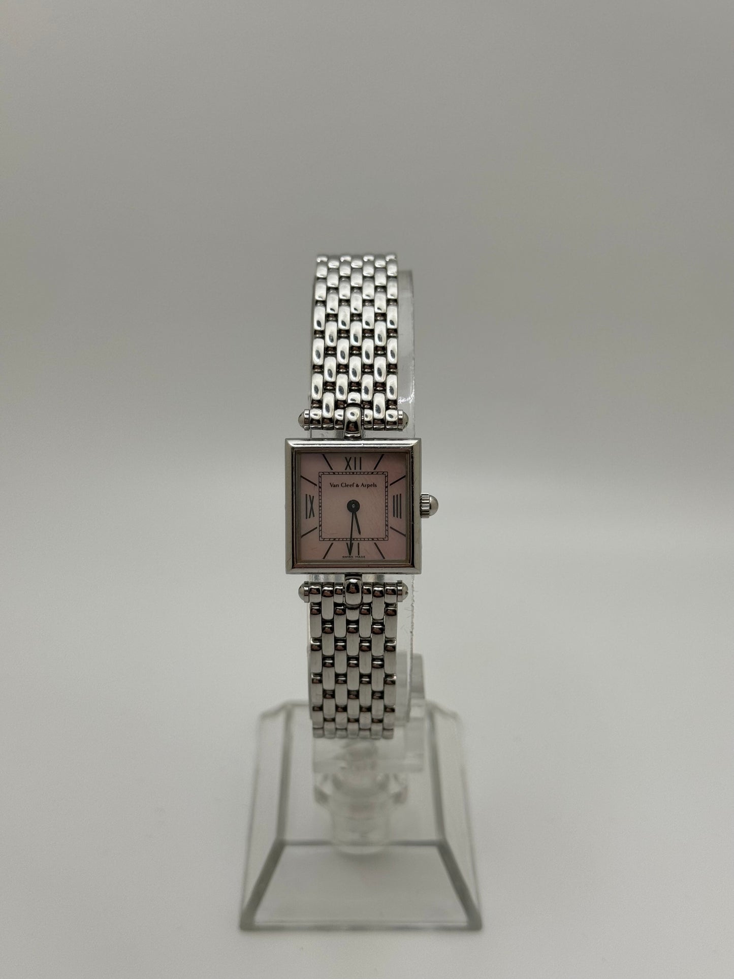 Van Cleef & Arpels Square Steel, Pink Shell Watch